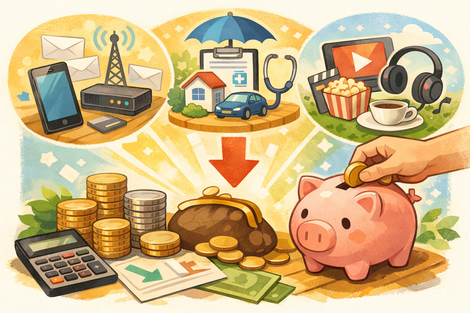 固定費を月1万円下げるカギは３つの見直しにあり