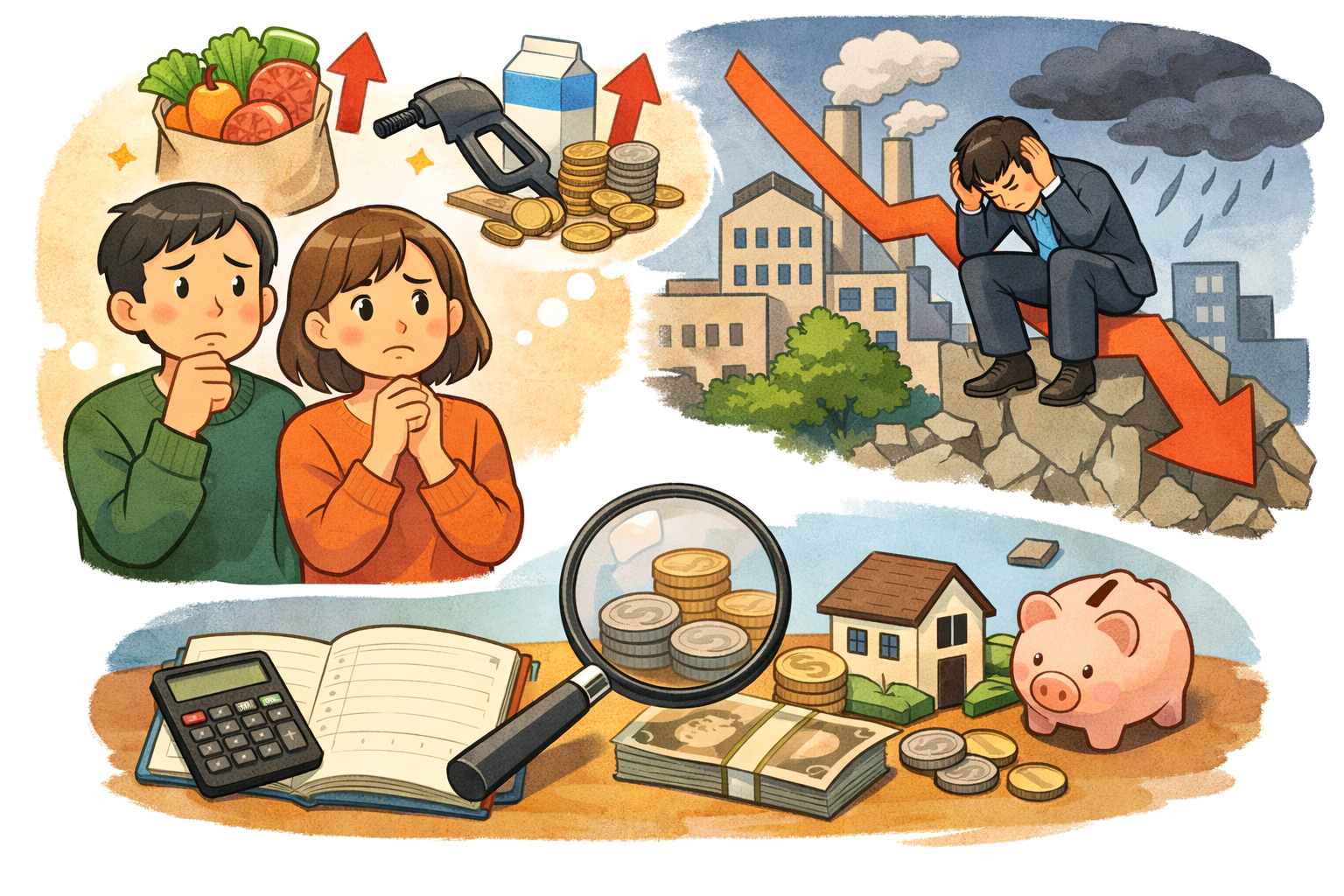 私たちのお金の不安が消えないのは「物価高」と「景気悪化」が主な理由です